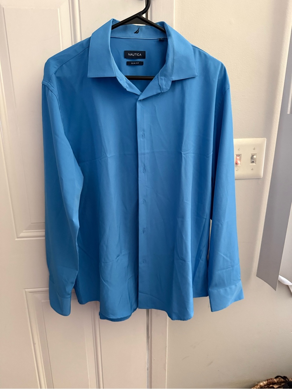 Nautica Men’s Bright Blue Dress Shirt - Long Sleeve Button-Down